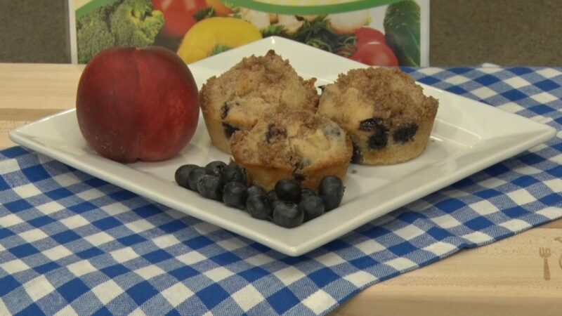 Gluten Free Peach Blueberry Muffins