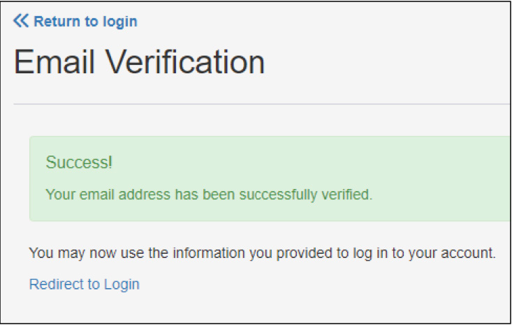 Screenshot showing the Email Verification page on the NCTC online billing portal