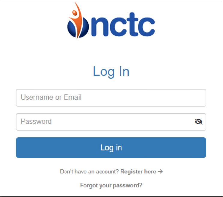 Screenshot showing the Login page on the NCTC online billing portal