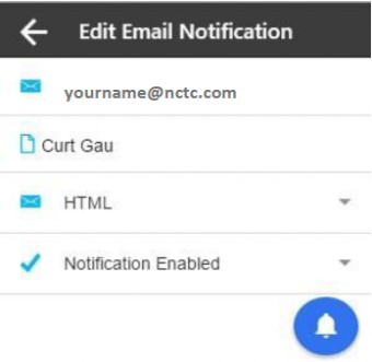 Screenshot of NCTC Voicemail portal "edit email notification" box